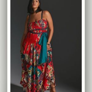 Anthropologie Bhanuni by Jyoti Pleated Floral Midi Dress